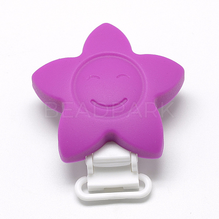 Food Grade Eco-Friendly Silicone Baby Pacifier Holder Clips SIL-T016-05-1