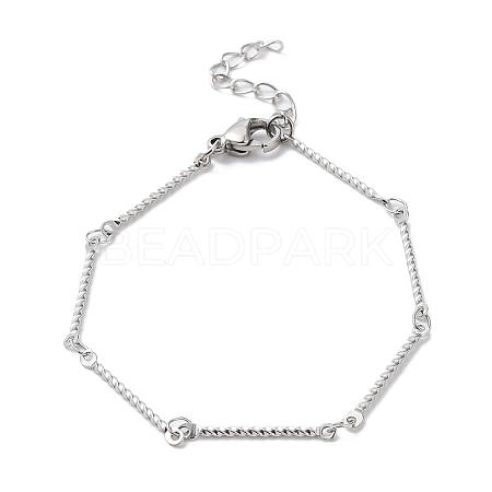 304 Stainless Steel Twist Bar Link Chain Bracelet BJEW-K226-04P-1