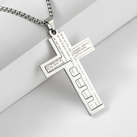 Stainless Steel Cross Pendant Snake Bone Chain Titanium Necklace Jewelry. QB4146-2-1