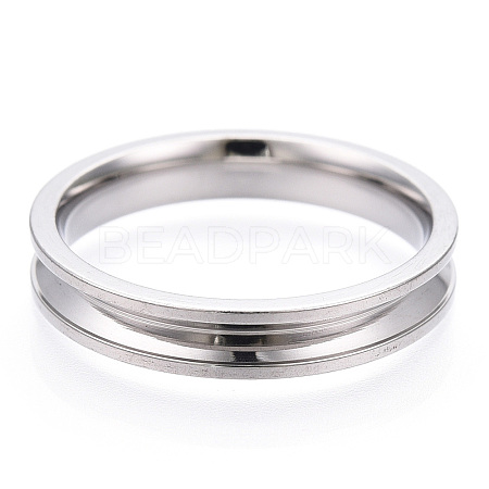 201 Stainless Steel Grooved Finger Ring Settings STAS-WH0039-11E-P-1