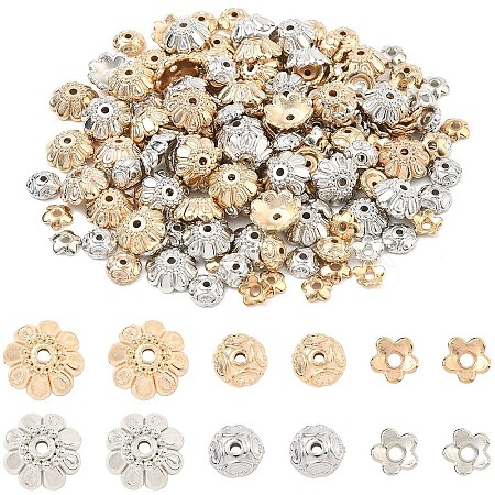 600Pcs 6 Styles CCB Plastic Bead Caps CCB-YW0001-78-1