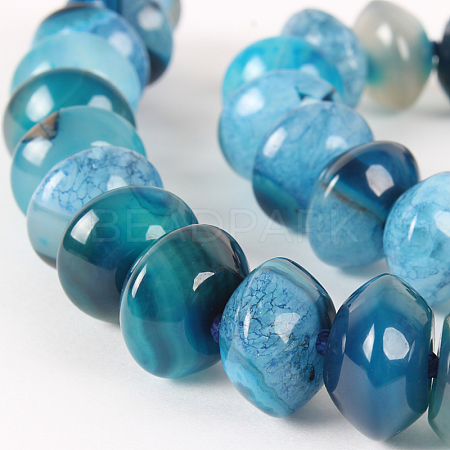 Glossy Dyed Natural Agate Rondelle Bead Strands G-E212-03-1