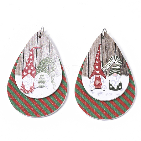 Christmas Theme PU Leather Big Pendants X-FIND-R080-06-1