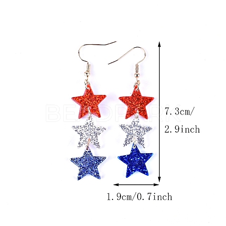 Colorful Acrylic Dangle Earrings for Independence Day PW-WG41579-04-1