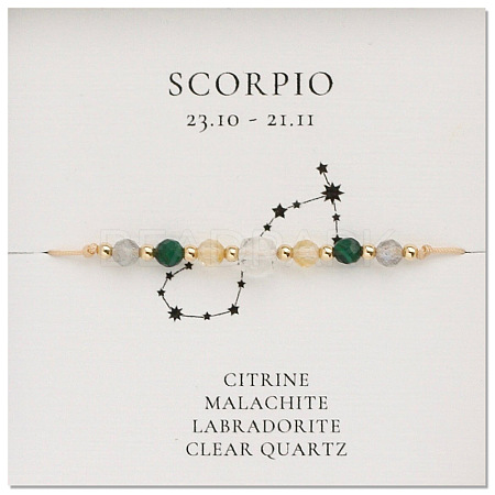Natural stone constellation bracelet with 12 zodiac signs NR2952-12-1