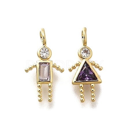 Brass Micro Pave Cubic Zirconia Pendants KK-D339-02G-02-1
