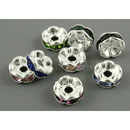 Brass Rhinestone Spacer Beads X-RB-A014-L7mm-S-1