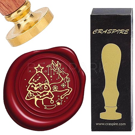 Brass Wax Seal Stamps with Wood Handle AJEW-WH0412-0091-1