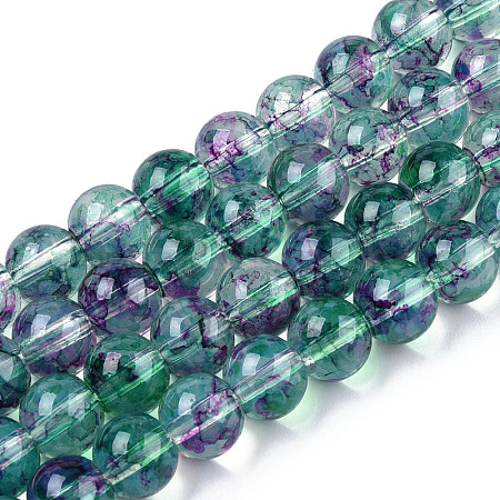 Baking Paint Glass Beads Strands S-DGLA-Q023-8mm-DB79-1
