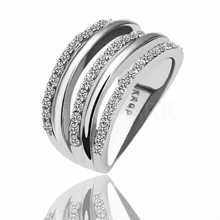 Classical Design Tin Alloy Czech Rhinestone Hollow Wide Band Rings For Women RJEW-BB14079-8P-1