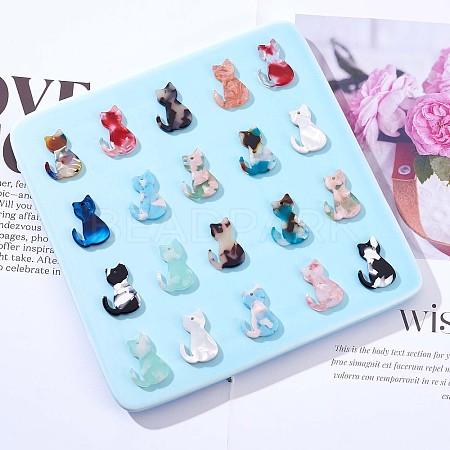 24Pcs Cat Acrylic Charm Pendant Colorful Cat Charm Mini Kitty Pendant for Jewelry Necklace Earring Making Crafts JX514A-1