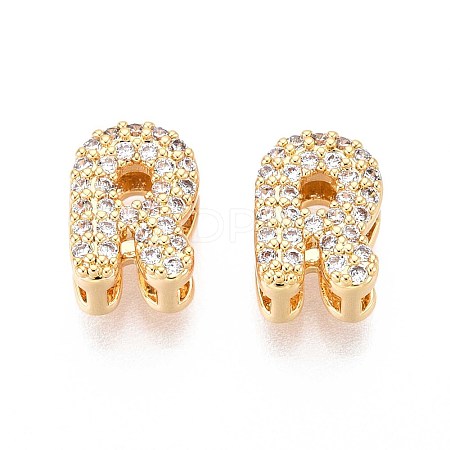 Brass Micro Pave Clear Cubic Zirconia Beads KK-T071-17G-R-1