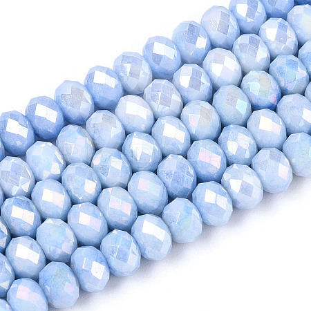 Anti-Tarnish Electroplate Rondelle Glass Beads Strands EGLA-T021-6mm-17-09-1