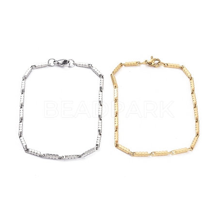 Unisex 304 Stainless Steel Bar Link Chain Bracelets BJEW-E372-02A-1