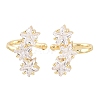 Brass Micro Pave Clear Cubic Zirconia Cuff Earrings EJEW-G471-40G-4