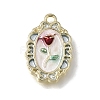 Brass with Red Enamel Pendants KK-CBAE379-23LG-1