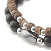 Natural Obsidian & Coconut & Synthetic Hematite Beads Stretch Bracelets Set BJEW-JB07501-6
