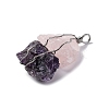 Natural Amethyst & Rose Quartz Nuggets Big Pendants G-K338-43P-02-2