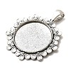 Tibetan Style Flower Alloy Round Pendant Cabochon Settings TIBEP-Q055-09AS-RS-2