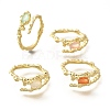 Oval Brass Cat Eye Cuff Rings for Women RJEW-U042-01G-3
