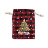 Christmas Theme Rectangle Jute Bags with Jute Cord ABAG-E006-01A-1