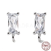 Rhodium Plated 925 Sterling Silver with Clear Cubic Zirconia Stud Earring Findings STER-G036-10P-1