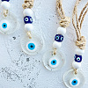 Flat Round with Evil Eye Glass Pendant Decorations EVIL-PW0002-20-1