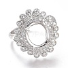 Adjustable Brass Micro Pave Clear Cubic Zirconia Finger Ring Components ZIRC-I049-22-2