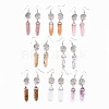 Pointed Bullet Natural & Synthetic Mixed Gemstone Dangle Earrings EJEW-K084-A-1