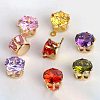 50Pcs 10 Colors Cubic Zirconia Pointed Back Cabochons ZIRC-CJ0001-25-6