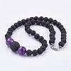 Natural Amethyst Beaded Necklaces & Stretch Bracelets Jewelry Sets SJEW-JS00918-05-2