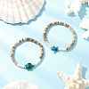 Sea Turtles and Starfish Coconut Beads Bracelets BJEW-JB11882-3