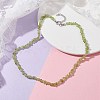 Natural Peridot Chip Beaded Necklace NJEW-JN04615-16-2
