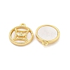 Brass Pave Shell Coin Charms KK-Z044-01G-2