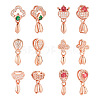 12Pcs 6 Style Long-Lasting Plated Brass Micro Pave Cubic Zirconia Ice Pick Pinch Bails ZIRC-NB0002-04-1