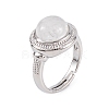 Natural Quartz Crystal Round Adjustable Rings RJEW-K271-04P-07-2