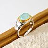 Oval Brass Cat Eye Finger Rings FS-WGC727D-04-4