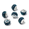 Polymer Clay Rhinestone European Large Hole Beads with Silver Color Plated Brass Cores FPDL-R002-04-1