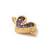 Brass Micro Pave Cubic Zirconia Heart Connector Charms KK-F894-03G-02-2