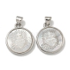 Rack Plating Brass Pave Natural White Shell Pendants KK-U025-11P-01-1