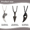 ANATTASOUL 3Pcs 3 Styles Horn & Spearpoint & Wolf 304 Stainless Steel Pendant Necklaces Set with Wax Rope for Men Women NJEW-AN0001-45-7