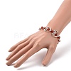 Natural Gemstone with Alloy Heart Beaded Stretch Bracelet for Women BJEW-JB09080-5