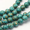 Dyed Synthetic Turquoise Round Bead Strands TURQ-Q100-01E-01-1