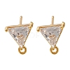 Brass Clear Cubic Zirconia Stud Earrings Finding for Women EJEW-B107-13G-1