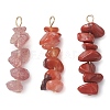 Gradient Color Natural Rhodonite & Natural Red Jasper & Natural Strawberry Quartz Chip Beaded Pendants PALLOY-JF02795-06-1