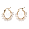 Shell Pearl Beaded Hoop Earrings EJEW-TA00173-1