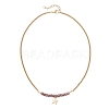 Electroplate Glass Faceted Rondelle Beaded Alloy Pendant 304 Stainless Steel Curb Chain Necklaces for Women NJEW-JN05764-04-4