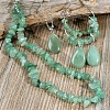 Bohemian Style Natural Green Aventurine Teardrop Pendant Necklaces & Chip Beaded Necklaces & Hoop Earrings & Dangle Earrings Sets WG11994-03-2