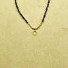Stainless Steel Initial Pendant Faceted Round Natural Black Spinel Beaded Necklaces for Women ZD9259-15-1