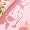 Alloy Enamel Flamingo Pendant Necklace with 304 Stainless Steel Chains NJEW-JN04411-4